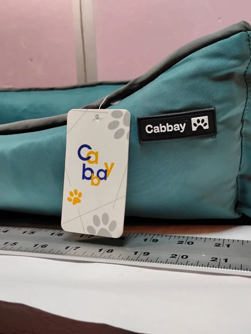 Cabbay Waterproof Dog Bed Pet Cushion Teal Washable Rectangle Crate Bed 22x17